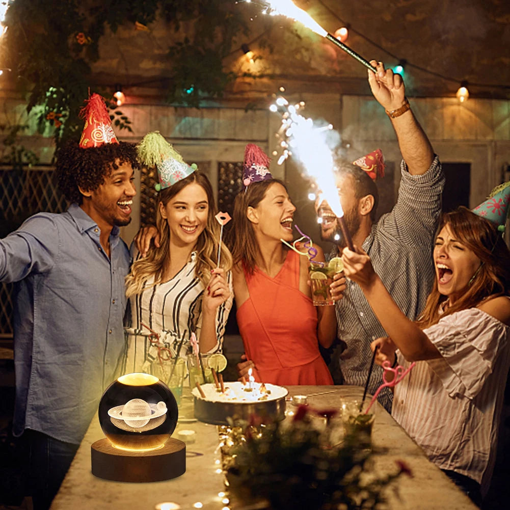 Unique 3D Crystal Ball Lamp with Galaxy and Planetary Projections USB Night Light for Cozy Atmosphere plasma ball - Clikcy