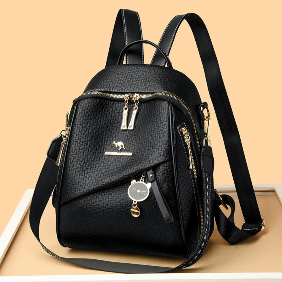 New Luxury Design Leather Women Backpack Casual School Bag for Teenager Girls Travel Back Pack Ladies Bagpack Mochilas Sac A Dos - Clikcy