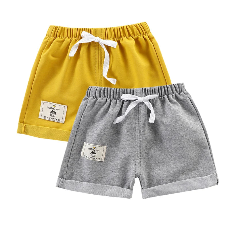 2pcs Cotton Summer Kids Shorts Boys Girls Solid Color Short Baby Cartoon Casual Pant Children Short Pant Sport Clothing Outwear - Clikcy