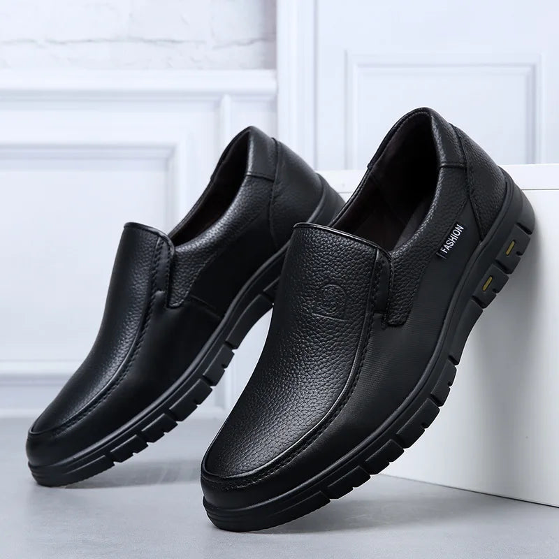 New Genuine Leather Handmade Shoes Casual Shoes For Men Flat Platform Walking Shoe Outdoor Footwear Loafers Breathable Sneakers - Clikcy