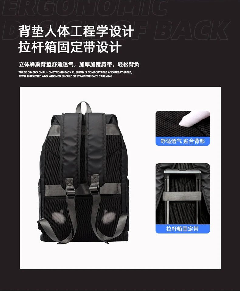 Fashion Men Backpacks Nylon Waterproof USB Charging Bag Casual Travel Korean Stlye Mochila for Travel Vintage School Bag - Clikcy