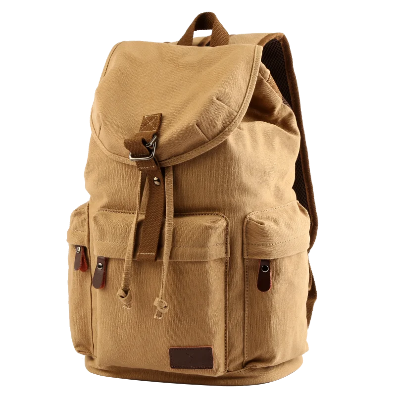 MOYYI Men Vintage Canvas Backpack Large Capacity 15.6inch Laptop Casual Bag For Commuter Travel Premium Durable Unsex Mochila - Clikcy