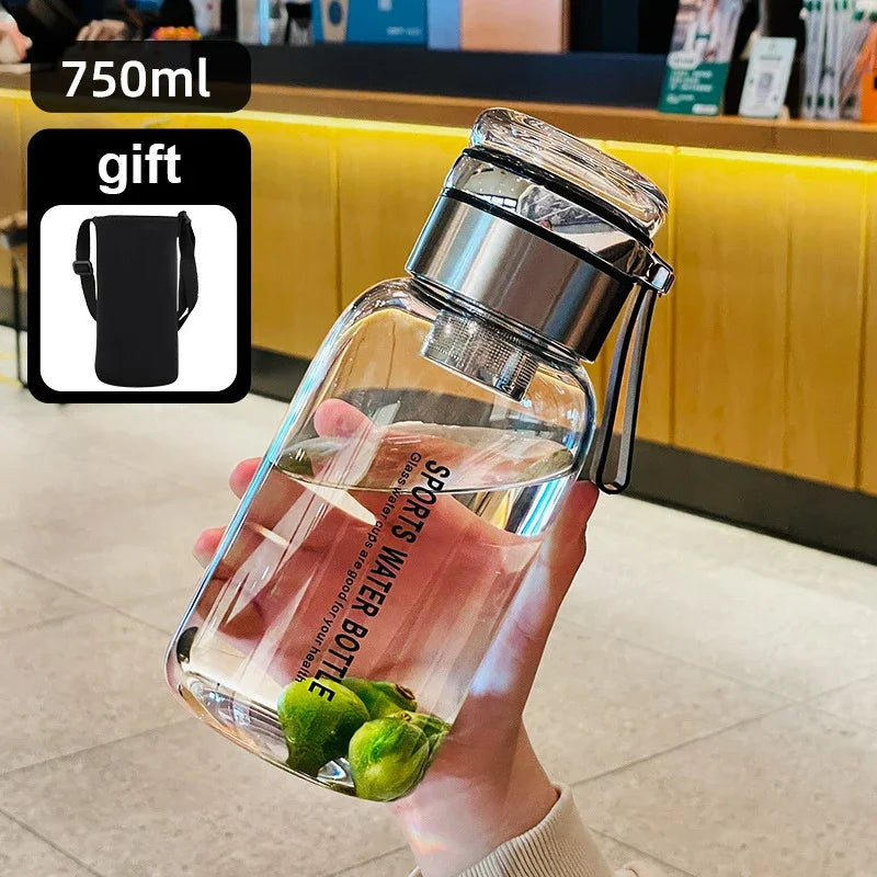 2L Large Capacity Glass Water Bottle Transparent Milk Juice Cup Outdoor Portable Leakproof Drinkware Tea Water Glass Bottle 2L - Clikcy