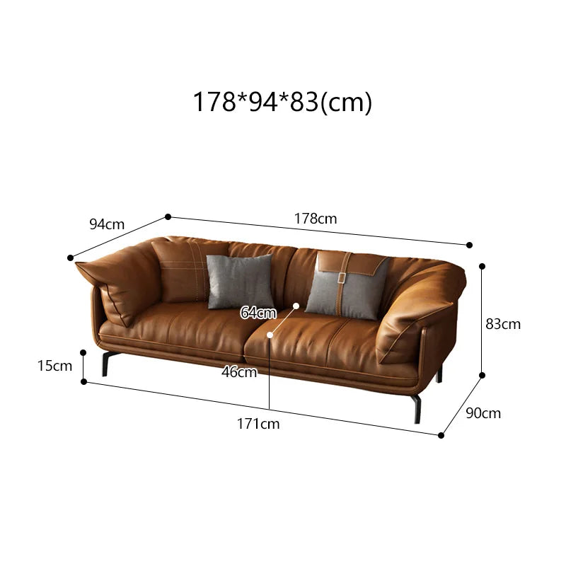 Modern Minimalist Living Room Leather Sofa  Apartment Furniture Set Combination Wtih Customzied Color - Clikcy