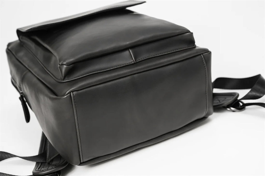 Retro Fashion Laptop Backpack Men Korean Style Flap Men's Backpacks High Quality PU Leather Travel Back Bag Student Schoolbags - Clikcy