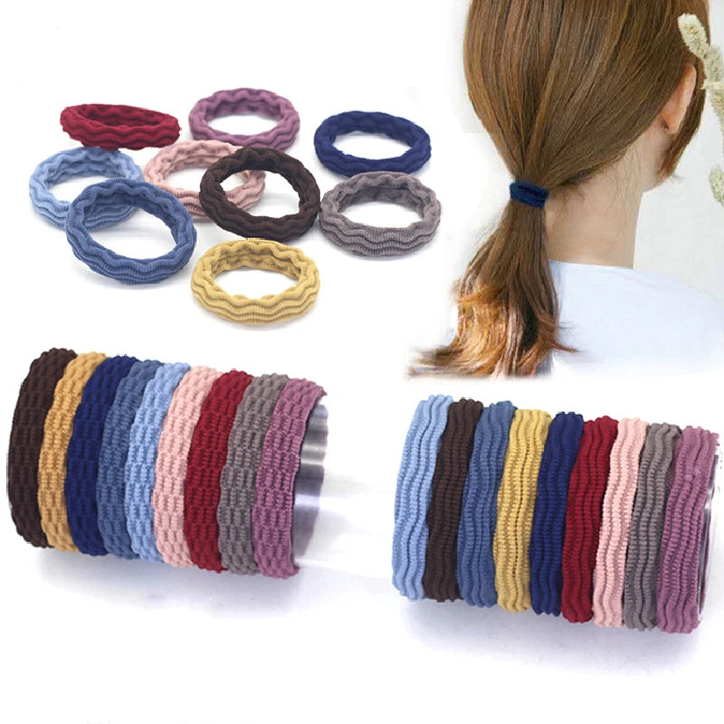 20PCS High Elasticity Fashion Hair Rope High Elasticity Jacquard Pattern Hair Ring Fashion Women's Headband Hair Accessories - Clikcy