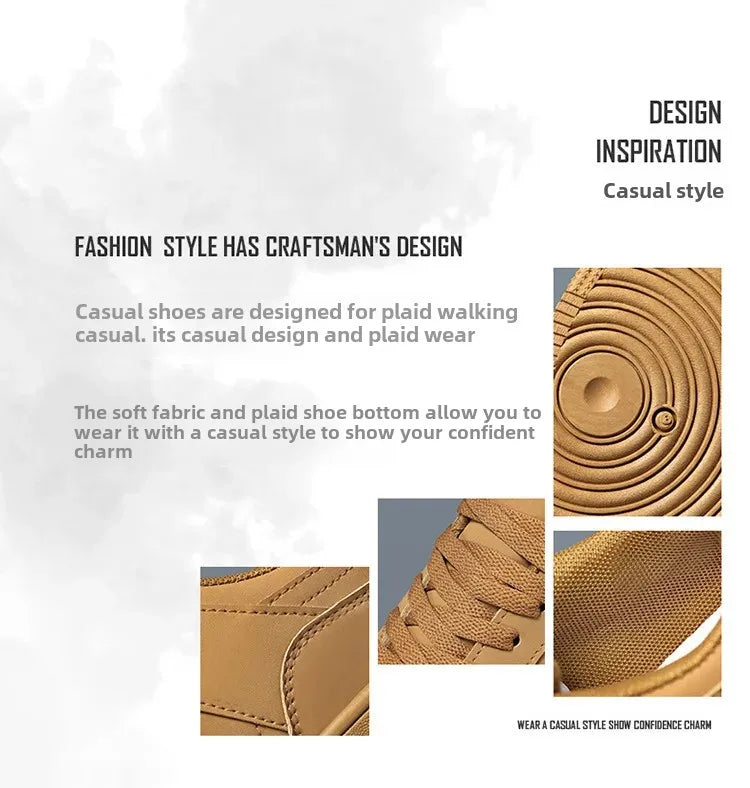 Men's Breathable Spring Summer Casual Shoes Student Fashion All-Match Lightweight Sporty Board Shoes Comfortable Rubber Sole