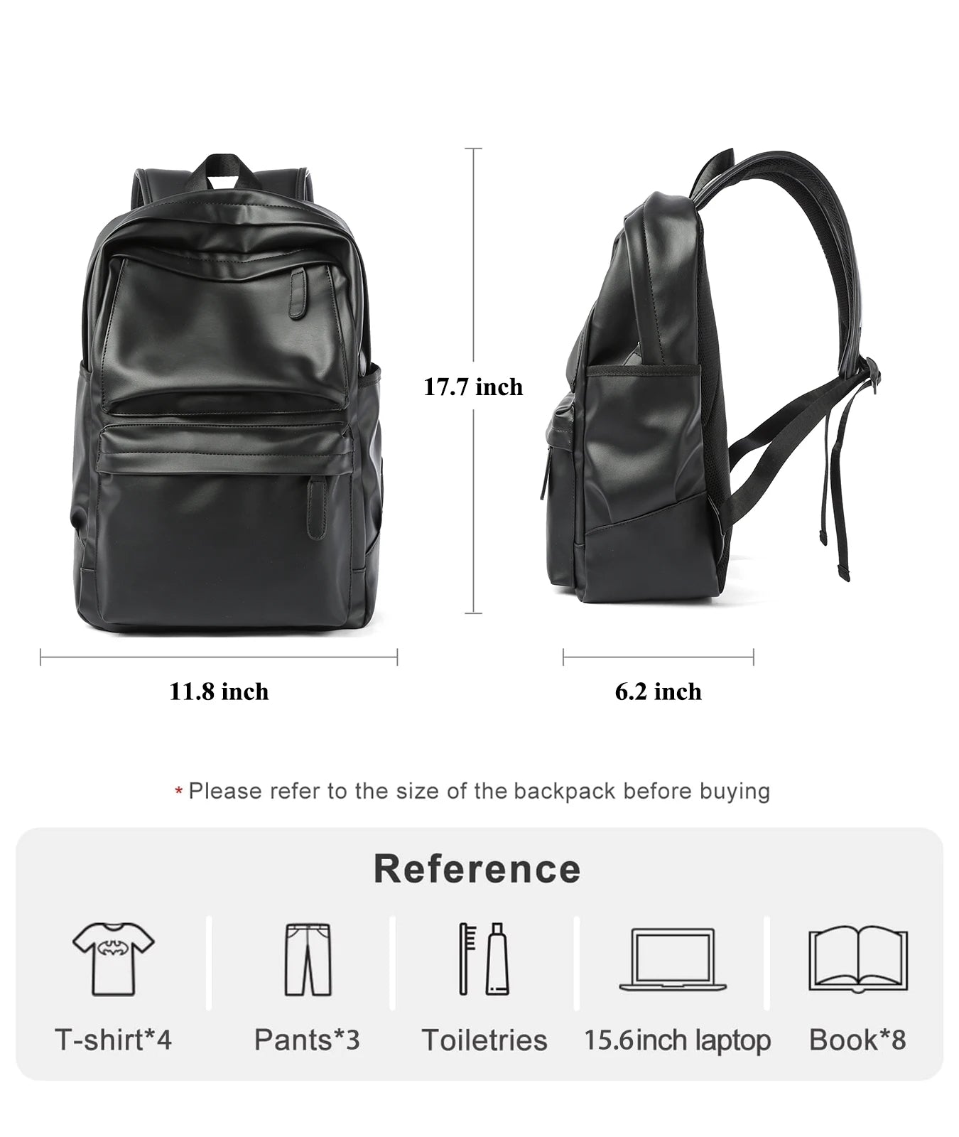 Leather Backpack for Men, 14 inch Laptop Backpack, Travel Daypack with USB Port, Water Resistant Leather Business Daypack - Clikcy