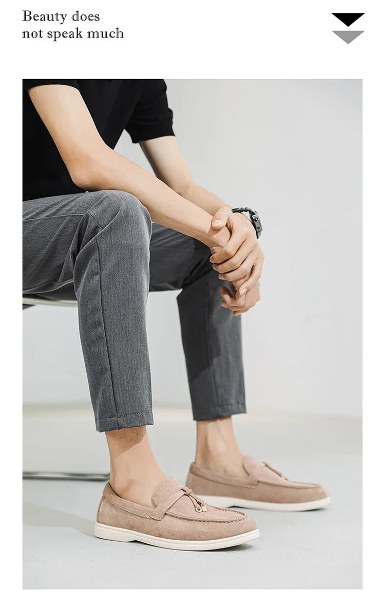 Summer Beige Moccasins For Men Comfortable Suede Casual Designer Men's Shoes Lightweight Slip-on Men Loafers zapatos para hombre - Clikcy