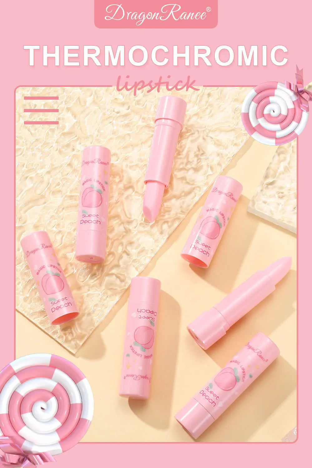 1PC Color Changing Lip Balm Temperature Change Tinted Lipstick Peach Moisturizing Lasting Waterproof Makeup Lip Care Cosmetics - Clikcy