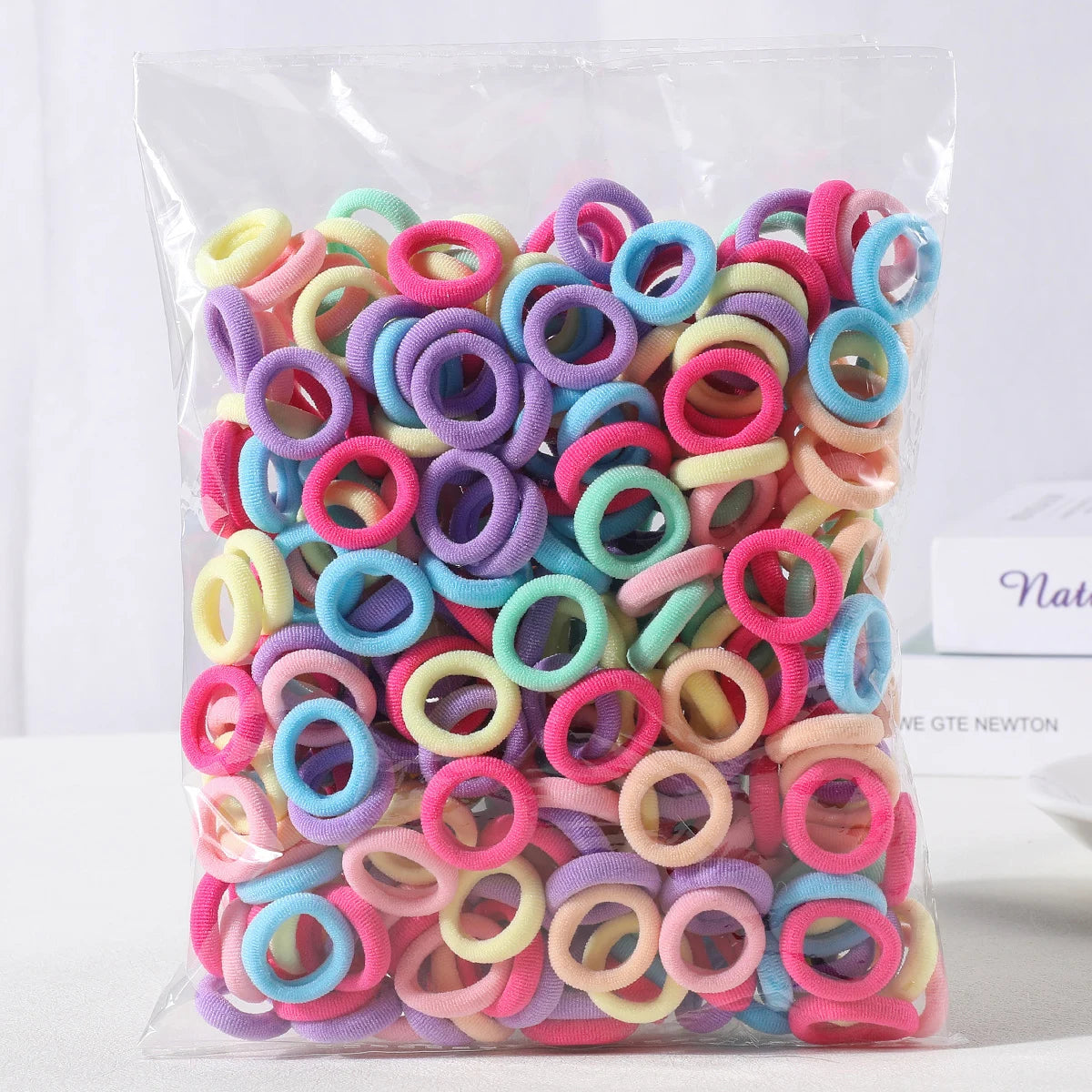 100PCS Colorful Basic Nylon Ealstic Hair Ties for Girls Children Ponytail Hold Scrunchie Rubber Band Kids Basic Hair Accessories - Clikcy