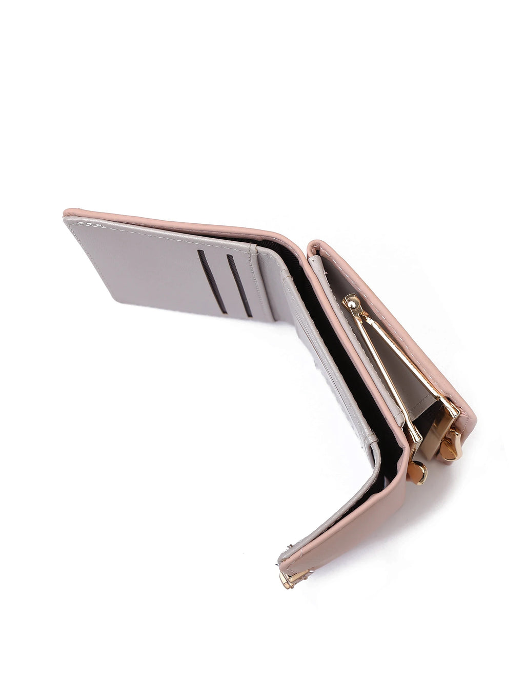 Purse women's summer new Korean PU printed buckle 3 fold bag simple all-in-one short women's money clip multi-card folding flap - Clikcy