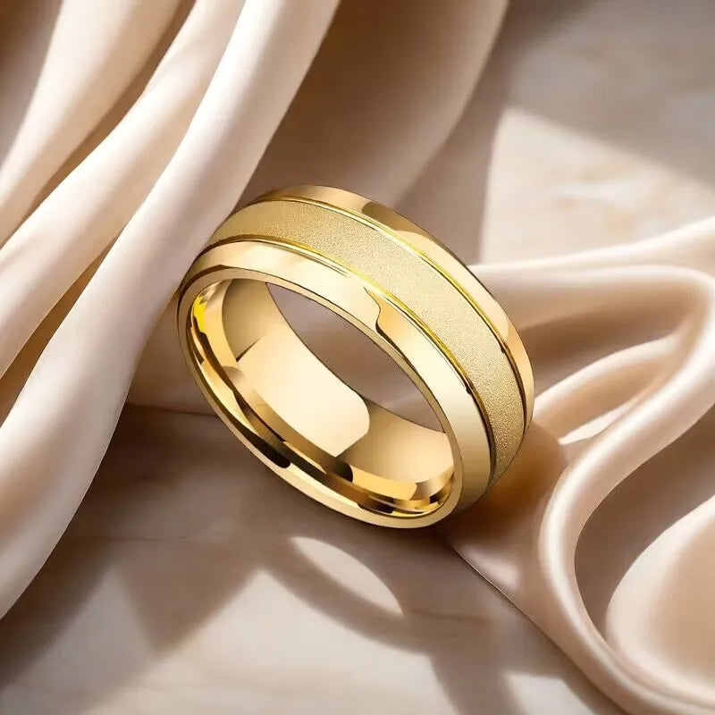 Matte Titanium Steel Ring Starry Geometric Band Minimalist Unisex Jewelry Versatile Couple Stackable Design Everyday Luxury - Clikcy