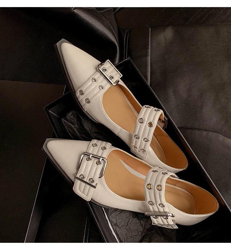 Women Flat With Shoes 2024 Designer Luxury Buckle Fashion Ladies Flats Shoes Slingback Pointed Toe Casual Female Sandals Mules - Clikcy