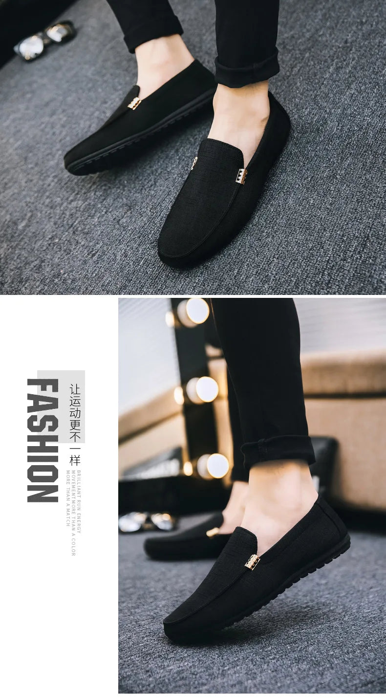 Black Loafers for Men Soft Bottom Casual Shoes Classic Comfort Moccasins Shoes Man Flat Driving Shoes Light Male Walking Sneaker