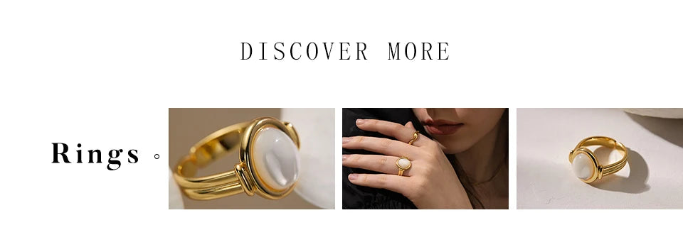 Peri'sbox Stainless Steel Conch Croissant Glossy Spiral Hollow Chunky Open Rings for Women Summer Beach Fashion Holiday Jewelry - Clikcy