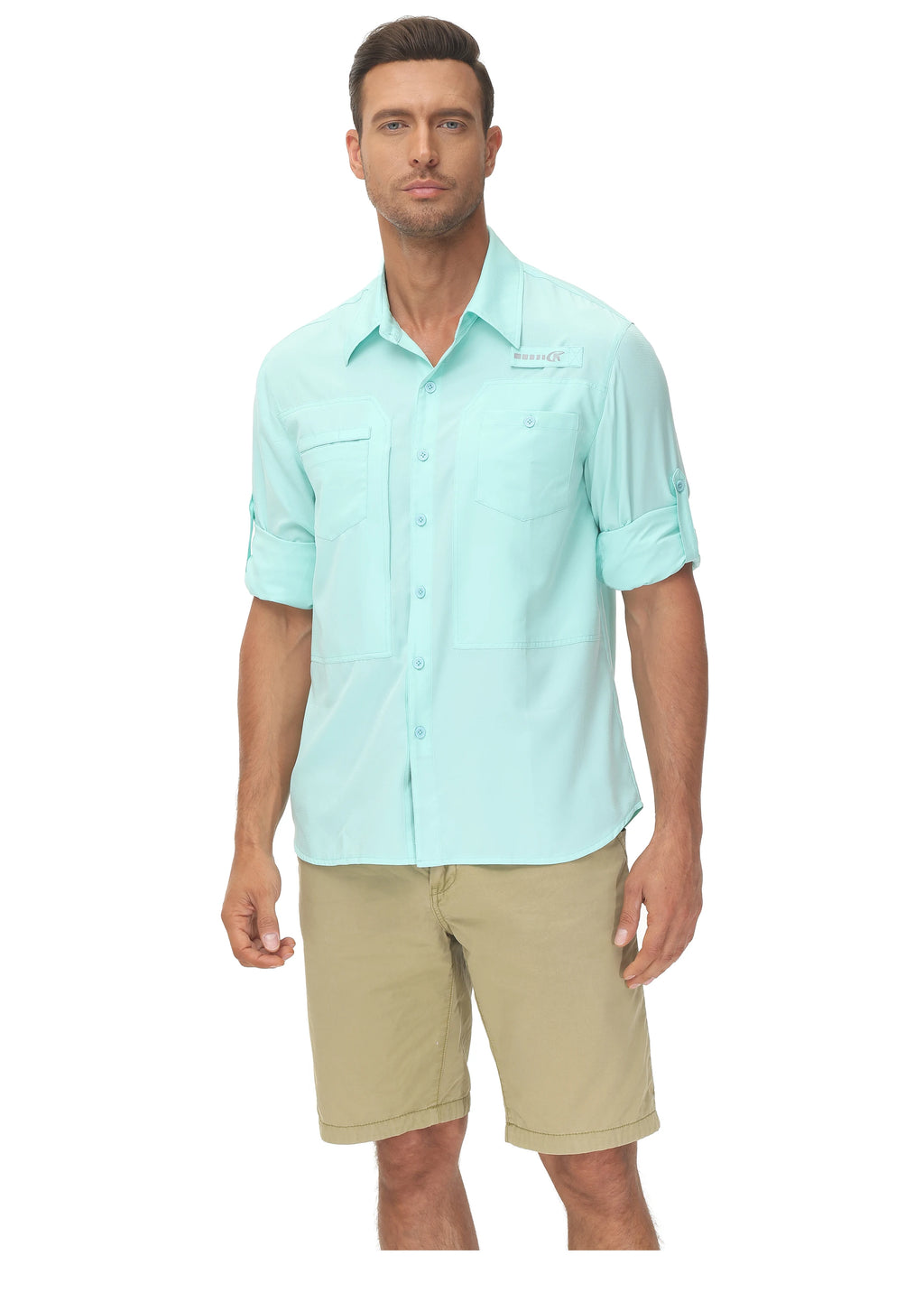 Men's UPF 50+ Casual Long Sleeve Fishing Shirts, Sun Protection Lightweight Breathable Button Down Fishing Shirt with Back Mesh - Clikcy