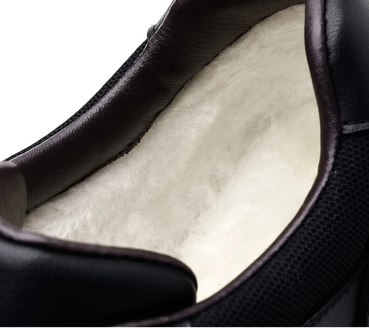 New Platform Cow Leather Casual Sneakers for Men Designer Autumn Winter Cotton Black Outdoor Men's Sports Shoes Zapatos Hombre - Clikcy