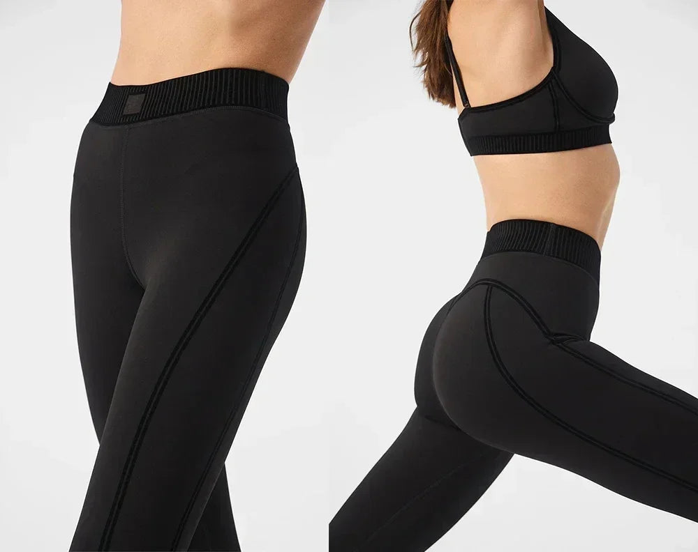 Women's Yoga Set Fitness Air Lift High waist 7/8 Line gaiter Bra with pad Fit comfortable fitness set Slimming outdoor gaiter - Clikcy