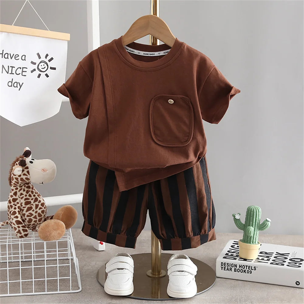 Summer Toddler Newborn Baby Boy Clothes Sets Casual T-shirt+Pants 2Pcs Kids Suits Infant 1st Birthday Sets Children Clothing - Clikcy