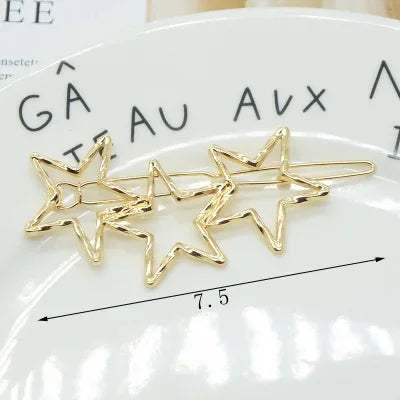 20240Fashion Woman Hair Accessories Triangle Hair Clip Pin Metal Geometric Alloy Moon Circle Hairgrip Barrette Girls Headwear