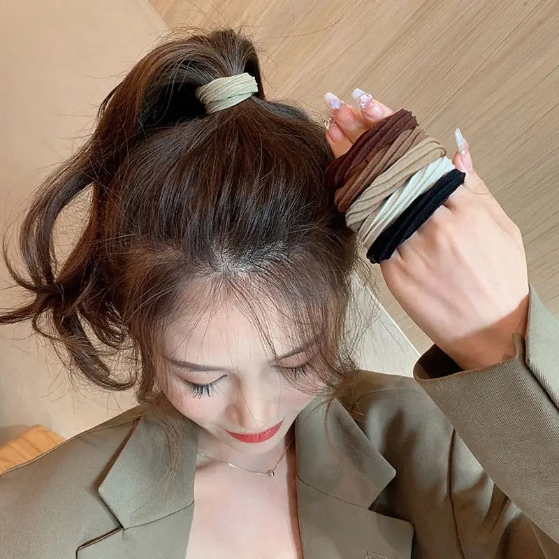 5pcs/Bag Women High Elastic Seamless Hair Rope Durable Girls No Crease Ponytail Holder Rubber Band Hair Accessories - Clikcy