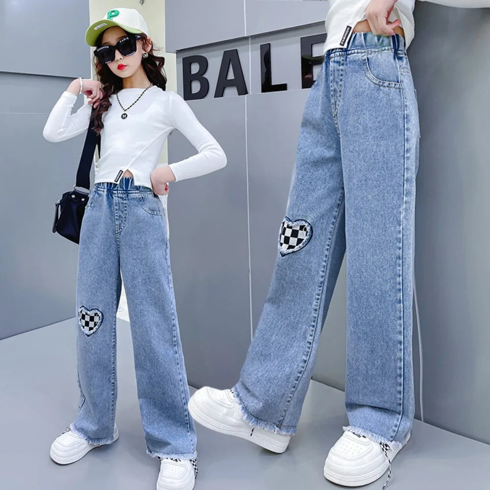 Thin Kids Pants Children's Clothing Sweatpants Clothes Teenage Girls Clothing Jeans Denim Streetwear Fashion Casual Harajuku - Clikcy