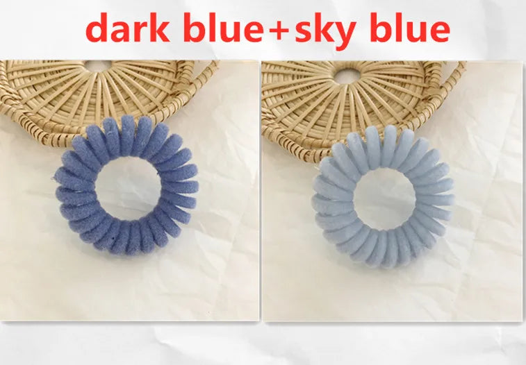 Elastic Knit Telephone Wire Hair Bands Girl Woman Hair Accessories Rubber Band Headwear Hair Rope Spiral Shape Hair Ties - Clikcy