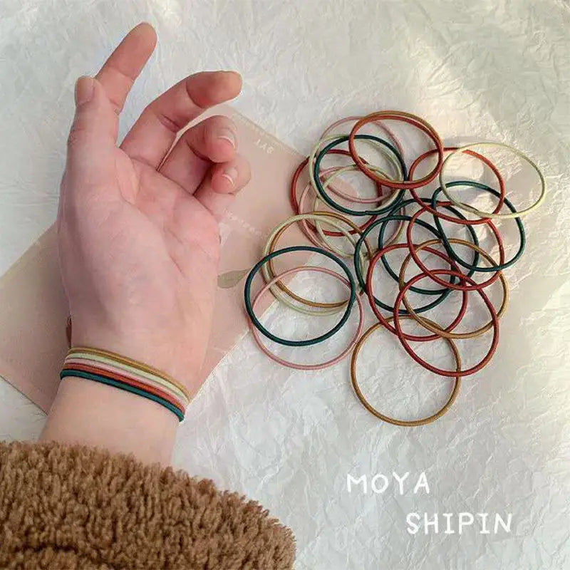 100PCS/Set Hair Ties Elastic Rubber Bands for Women Men Thin Hair Rubber Bands Ponytail Scrunchies Hair Accessories for Women - Clikcy