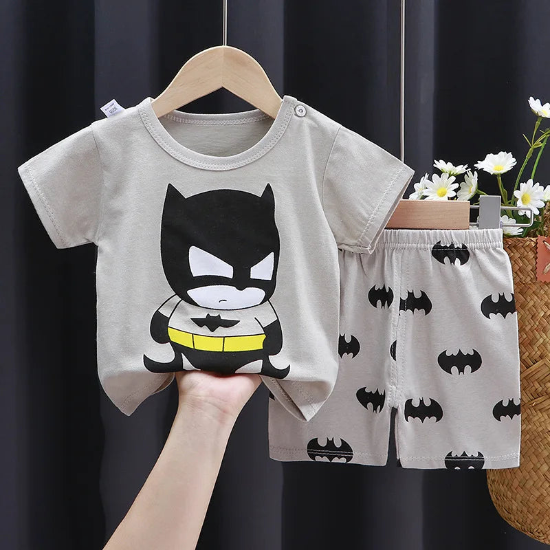 Child Clothing Sets Boys Cartoon Print Tshirt Simple Fashion Tees Shorts New Cute Tops Tracksuits Kids Short Sleeve Tops Shorts - Clikcy