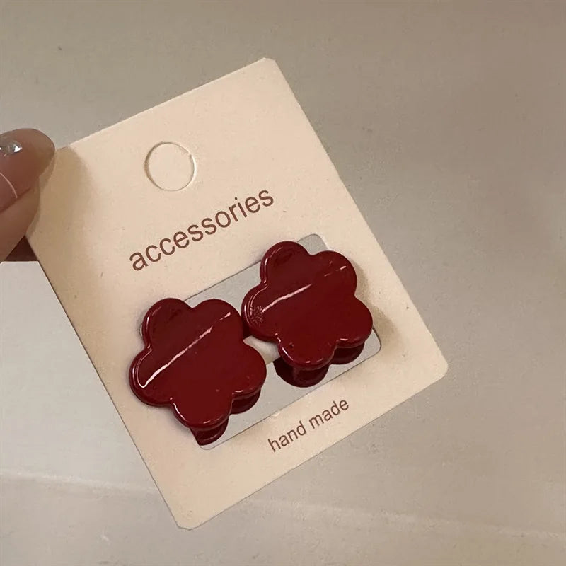 Temperament Seamless Hair Clip Set, 2Pcs Red Women's Side Banger Clip Mini Duckbill Clip Hair Claws - Clikcy