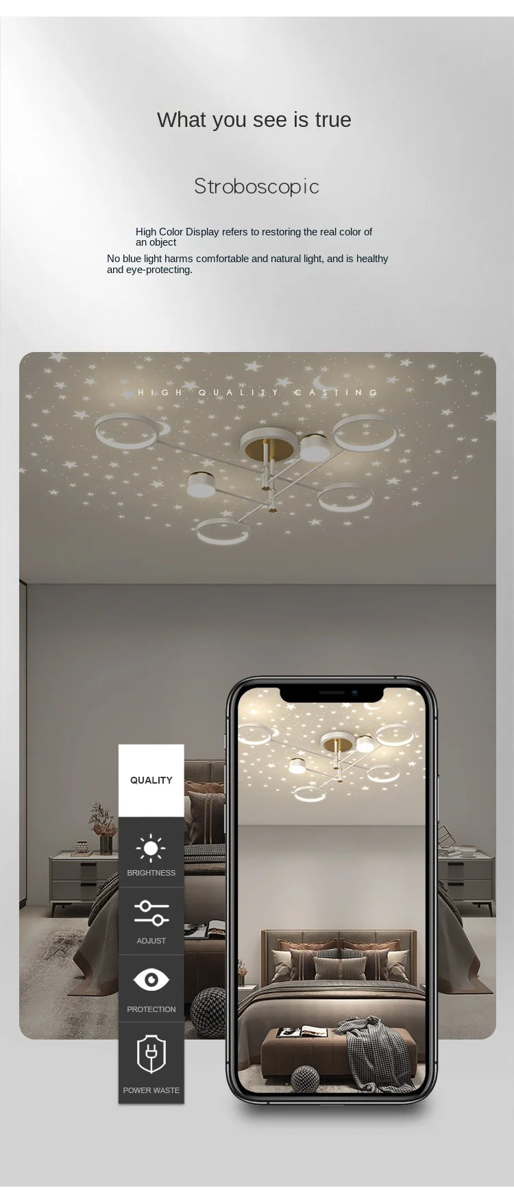 2025 New Chandeliers Romantic Starry Modern Ceiling Light Fixture 6 Lights White Creative Home Stepless Dimmable  Ceiling Lamp