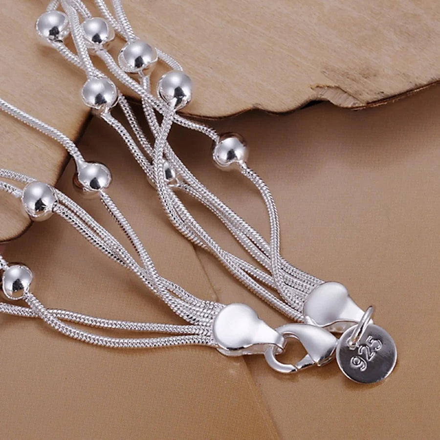 hot sell fashion fine product 925 Sterling Silver Jewelry chain beads Bracelets For cute lady women gifts H234 - Clikcy