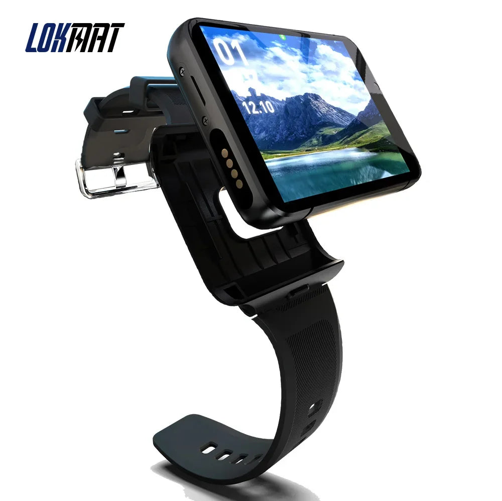 LOKMAT APPLLP 5 MAX Android Watch Phone Square Big Screen Wifi 4G Calls Smartwatches Dual Camera with Flashlight Gaming Watch