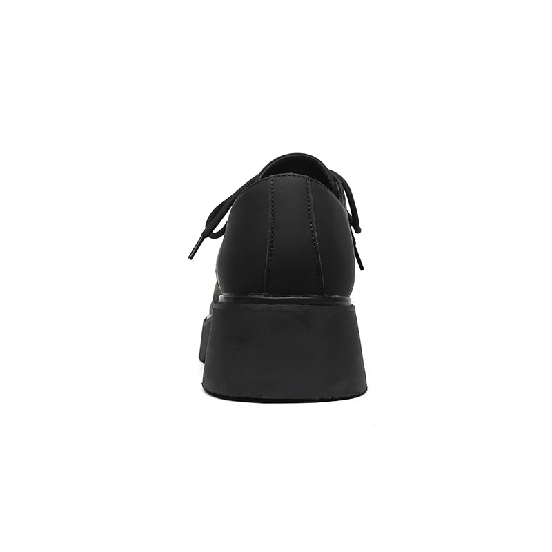 Original Design Classic Business Casual Scrub Leather Black Lace-Up Men Shoes Hombre Daily Dress Height increasing shoes Luxury