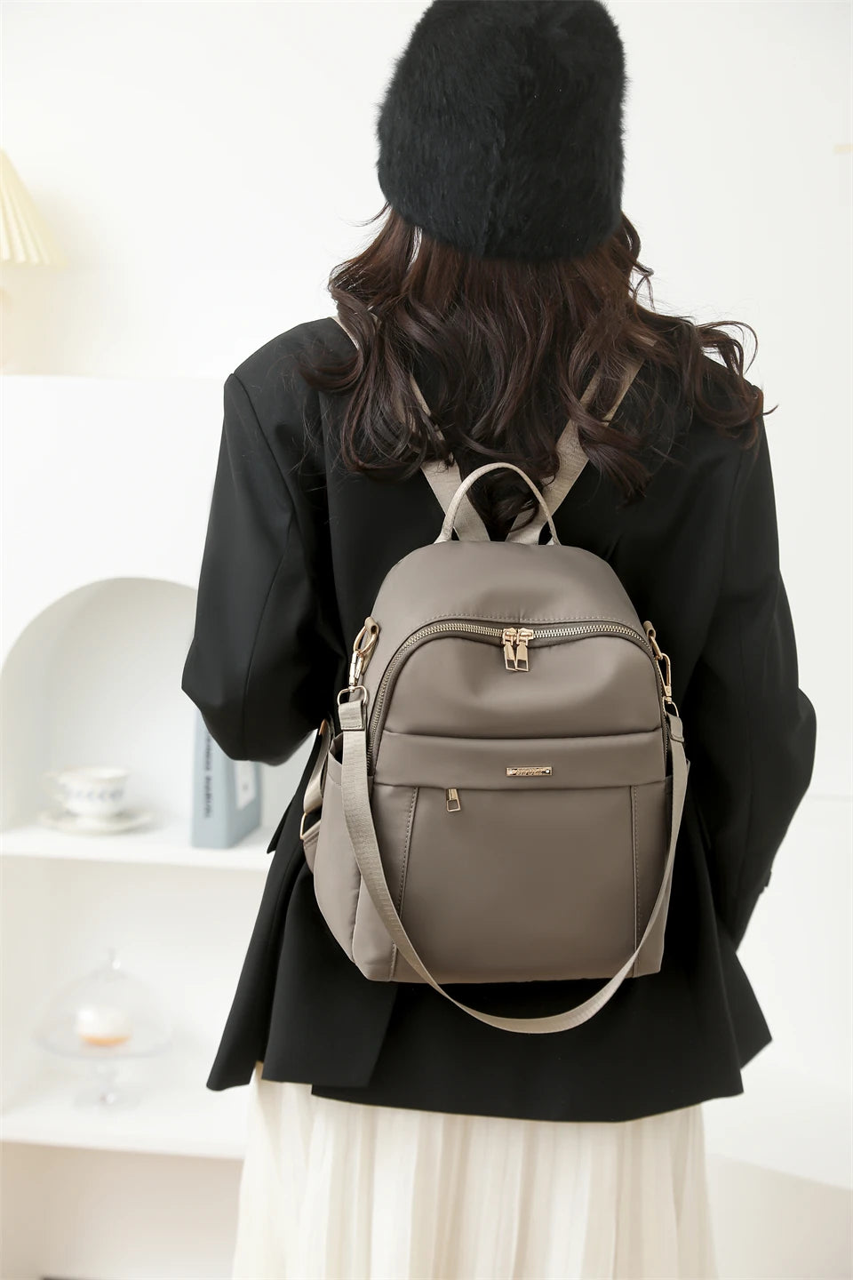 Simple Modern Backpack Women Waterproof Nylon Daypack Large Capacity School Bag Student Lightweight Back Pack Ladies Travel Bags - Clikcy