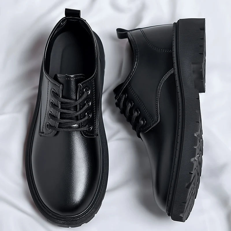 Luxury Men's Genuine Leather Business Formal Shoes British Style Men's Black Platform Lace Up Casual Shoes Zapatos De Cuero 2025