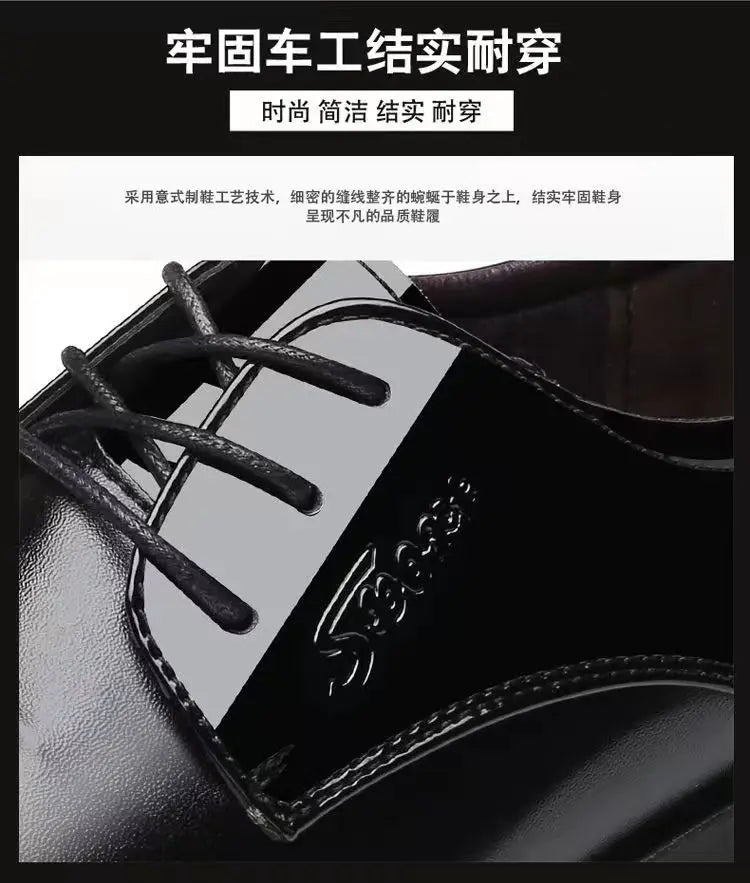 Men's Leather Shoes Black Pointed Shiny Business Formal Shoes Men Lace-up for Work Office Elegant Men's Social Shoes Zapatillas