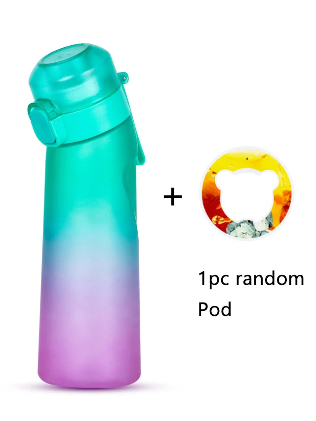 1pc 650ml Flavored Water Bottle with Random 1 Flavour Pods Air Water Bottle Frosted Black Air Camping Sport Fitness Cup - Clikcy