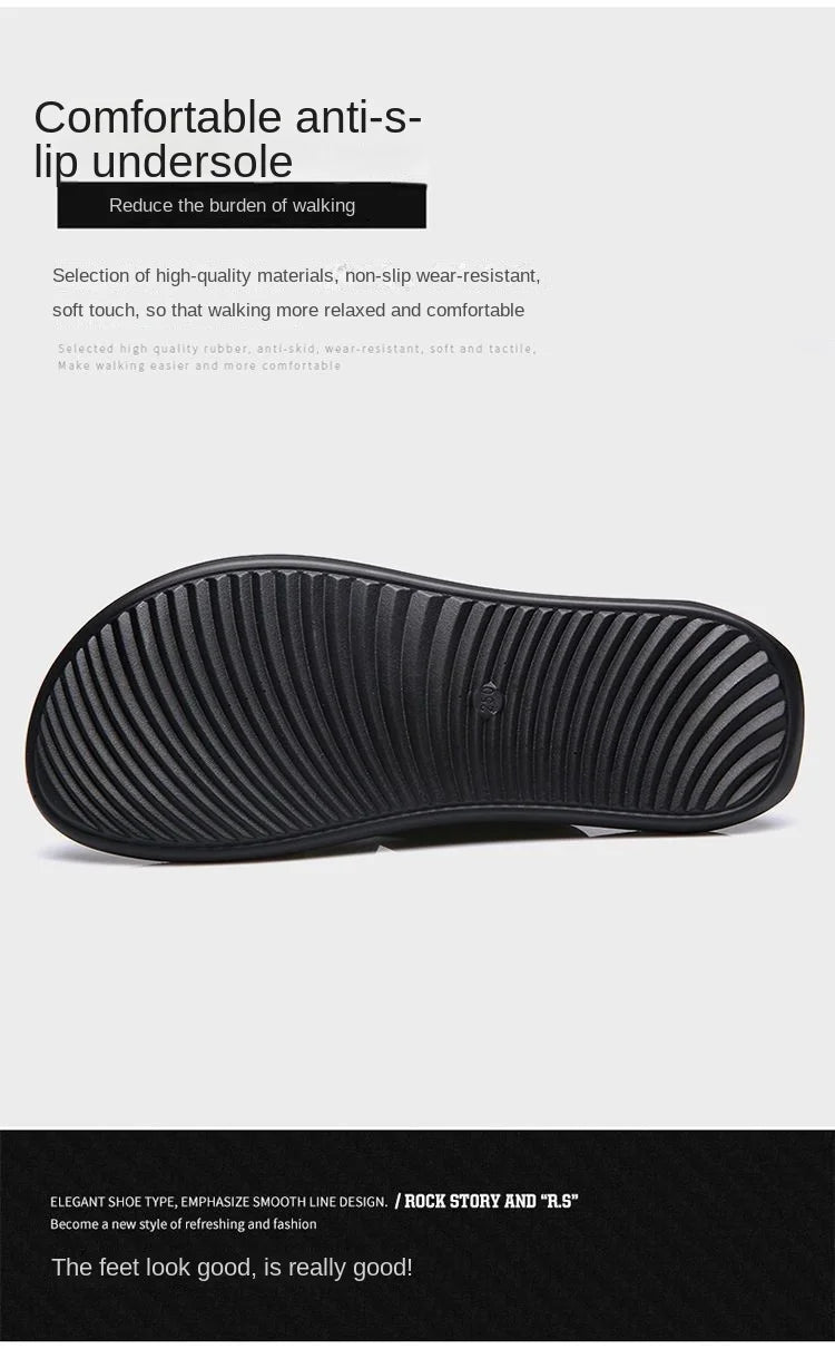 Slippers Men's Cross-Strap Slippers Flat Home Men Slippers Comfortable Soft Sole Leather Casual Shoes Bathroom Slipper Pantuflas - Clikcy