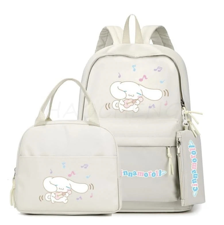 3Pcs/set Cinnamoroll Backpack Teen Girl Student Back To School Schoolbag Lass Anime Lunch Bag Pencil Case Women Leisure Rucksack - Clikcy
