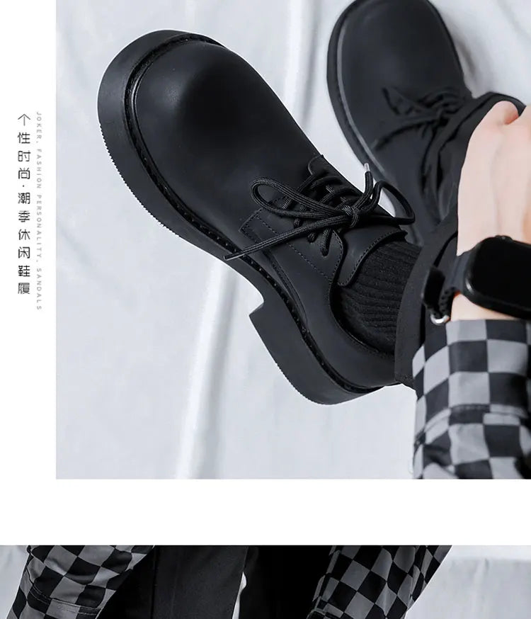 Original Design Classic Business Casual Scrub Leather Black Lace-Up Men Shoes Hombre Daily Dress Height increasing shoes Luxury