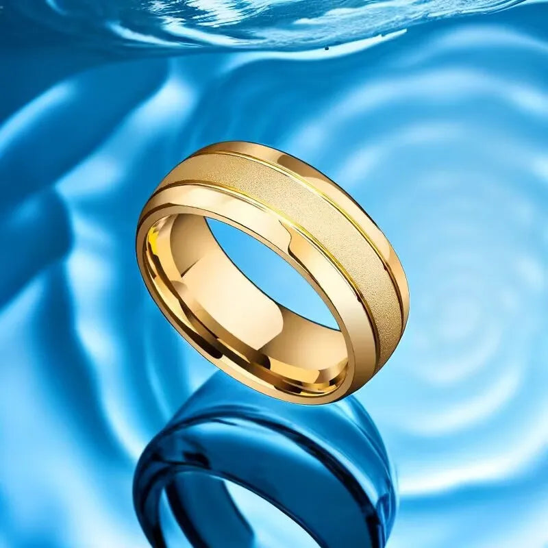 Matte Titanium Steel Ring Starry Geometric Band Minimalist Unisex Jewelry Versatile Couple Stackable Design Everyday Luxury - Clikcy