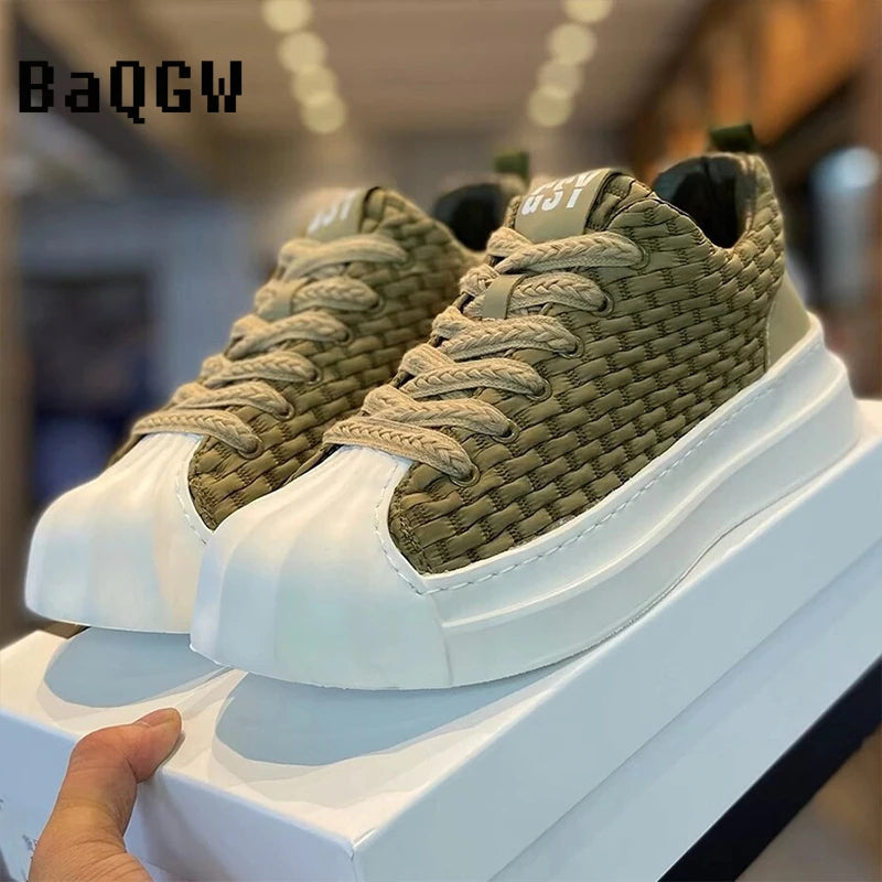 Designer Striped Patchwork Breathable Shoes Man Fashion Soft Lightweight Skateboard Sneakers Retro Camel Summer Shoes Trend 2024 - Clikcy