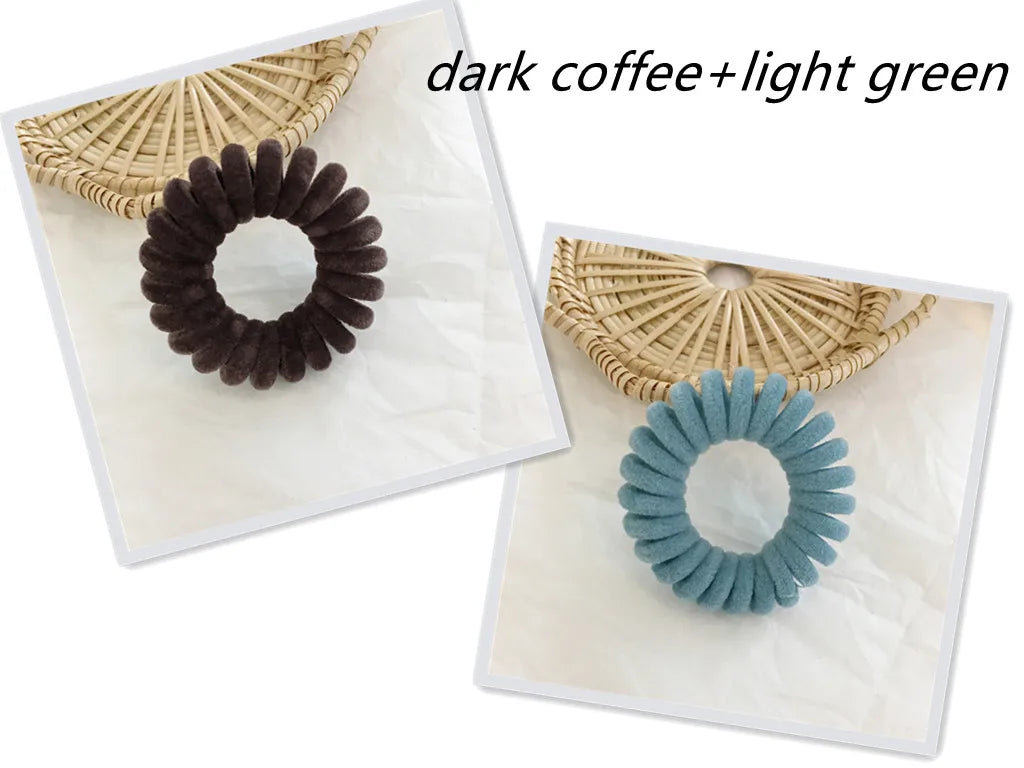 Elastic Knit Telephone Wire Hair Bands Girl Woman Hair Accessories Rubber Band Headwear Hair Rope Spiral Shape Hair Ties - Clikcy