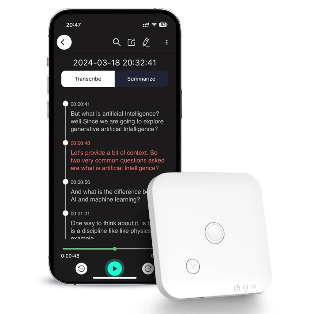 AI-Powered Voice Recorder and Call Recorder with Speech-to-Text & Summarization, Supports 100 Languages, 64GB Storage - Clikcy