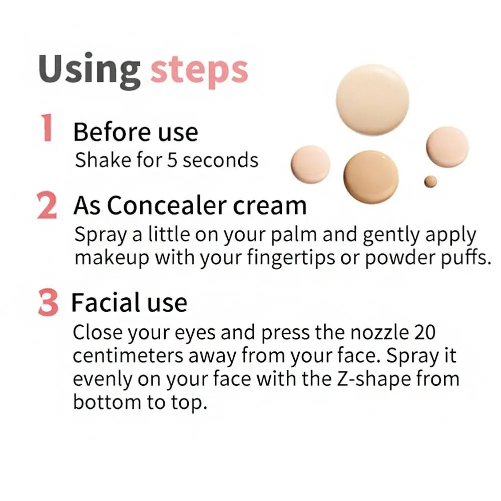 Airbrush Spray Foundation Full Coverage Oil Control Liquid Foundation Face Correcting Toner Matte Moisture Brighten Concealer - Clikcy