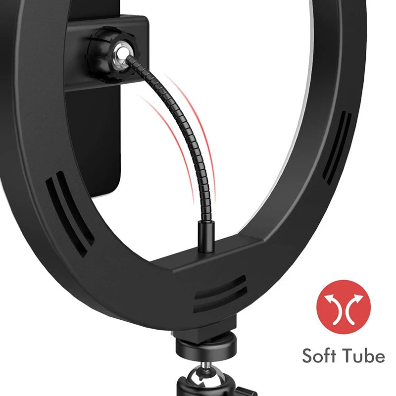 10inch LED Selfie Ring Light Circle Fill Light Dimmable Round Lamp Makeup Photography RingLight with Phone Holder Tripod Stand - Clikcy