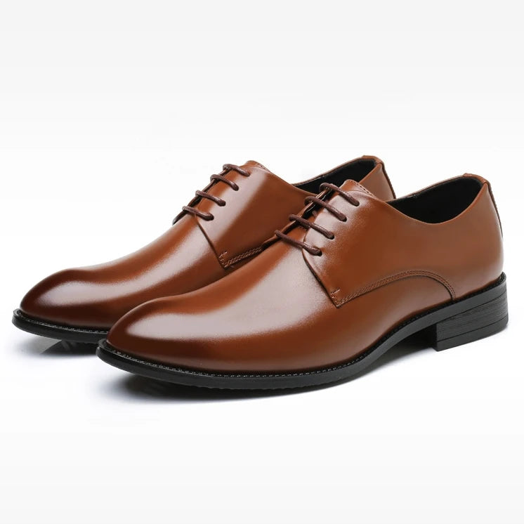 Classic Derby Shoes Men Leather Dress Basic Lace-up Casual Business Wedding Party Comfortable Shoe For Man