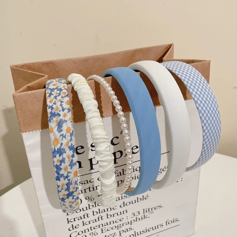 3/5/6/7pcs Sweet Hairbands for Women Girls Multicolor Pearl Floral Hair Hoops Headbands Headdress Korean Hair Accessories Sets - Clikcy